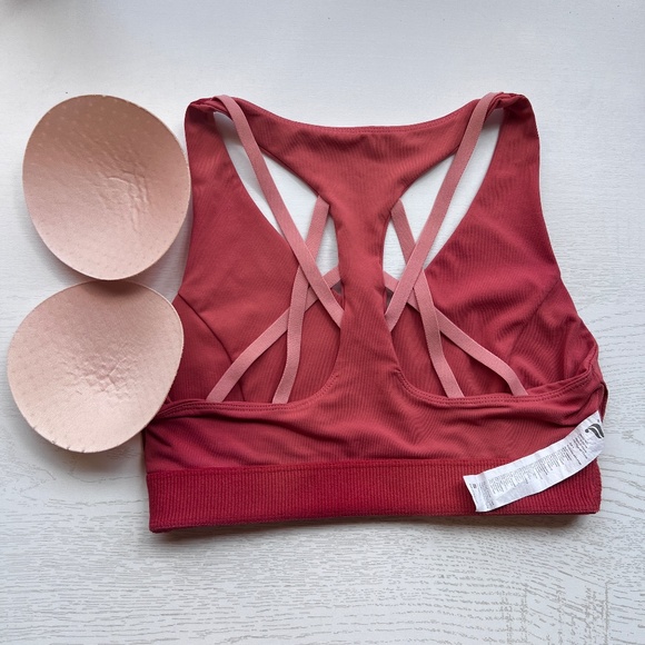 Fabletics High Impact Sports Bra Strappy Criss Cross Back Dusty Cedar Blossom - Picture 6 of 12